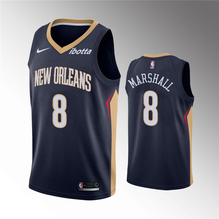Men's New Orleans Pelicans #8 Naji Marshall Navy Icon Edition Stitched Jersey